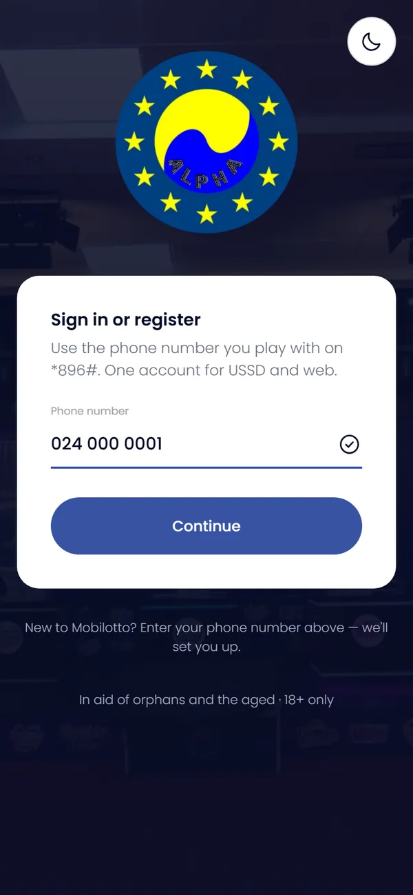Portal screen for step 1: Sign in with your phone number