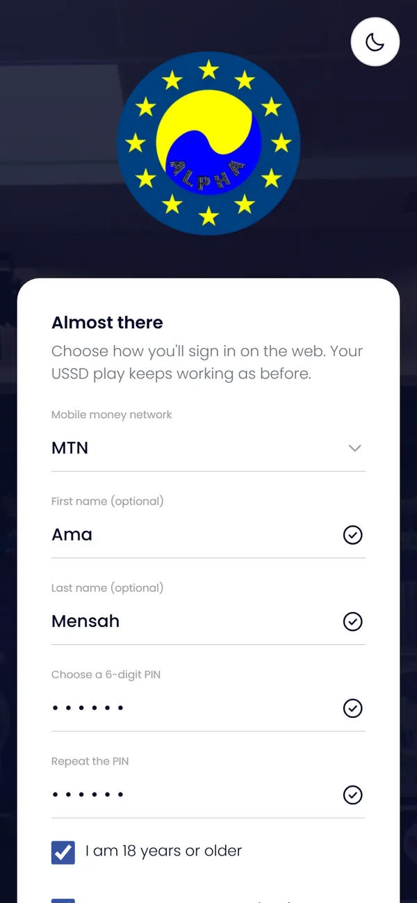 Portal screen for step 2: First time? Verify by SMS and choose a PIN