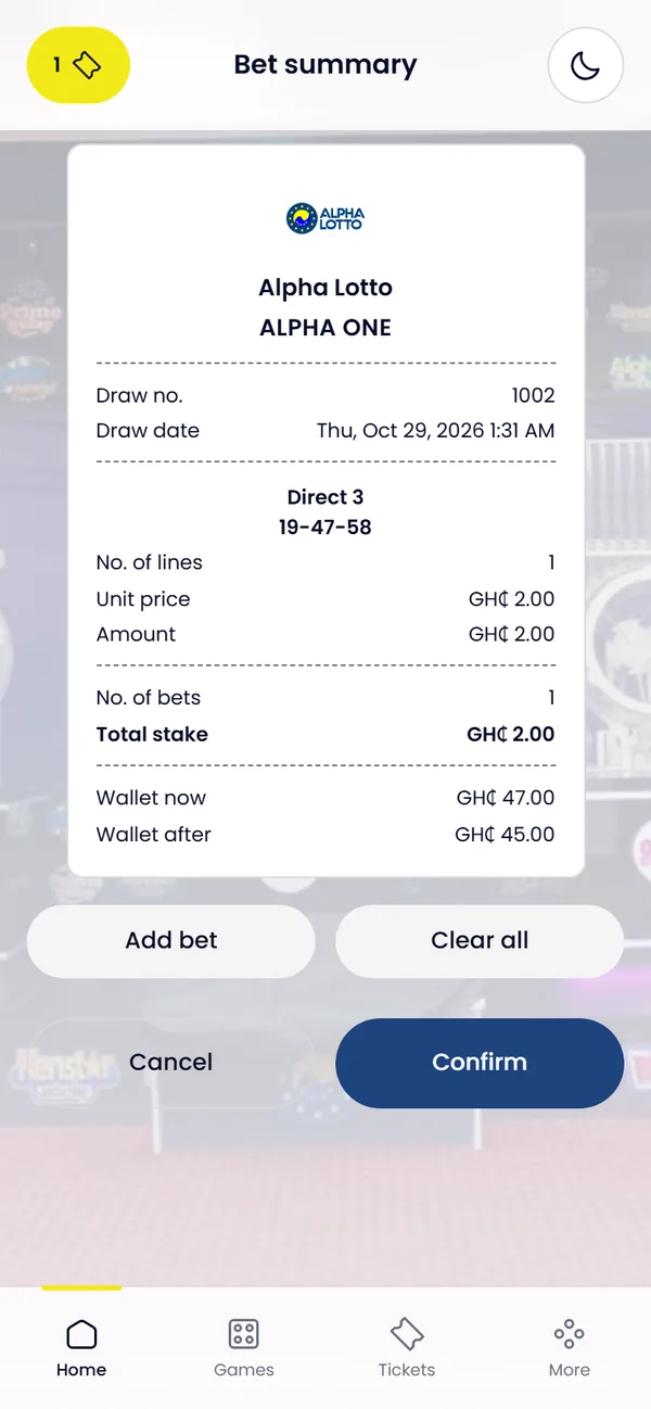 Portal screen for step 6: Confirm and get your ticket